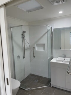 Retirement Living Bathroom Renovation Shower Builder Construction Zero Transition Flooring Tradies Queensland